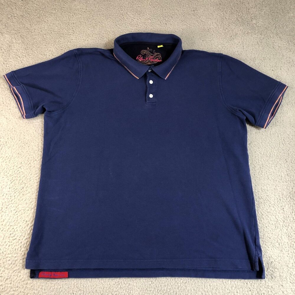 Robert Graham Shirt Mens 2XL XXL Blue‎ Polo Solid Preppy Casual Collared Slit